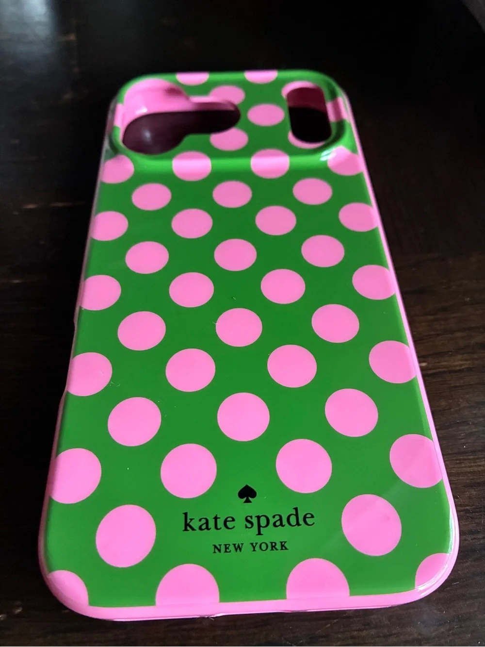 kate spade iPhone 17 Pro Max Protective Case — Green with Pink Polka Dots